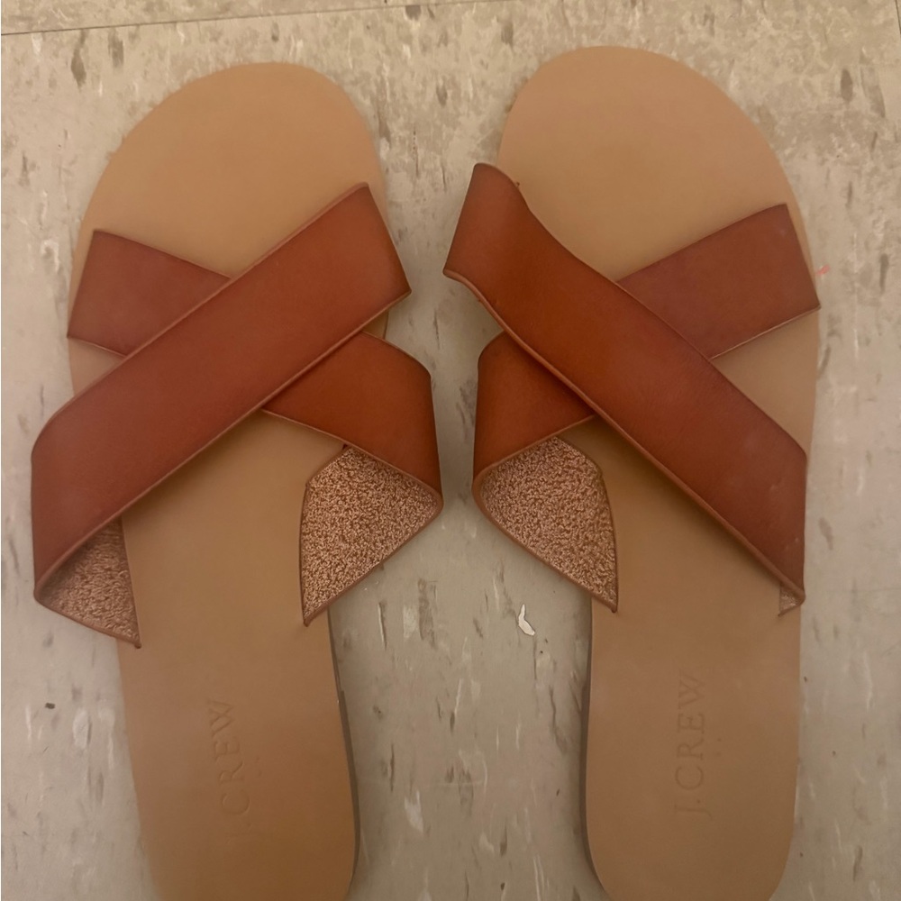 J. Crew Women's Brown Cross-Strap Sandals